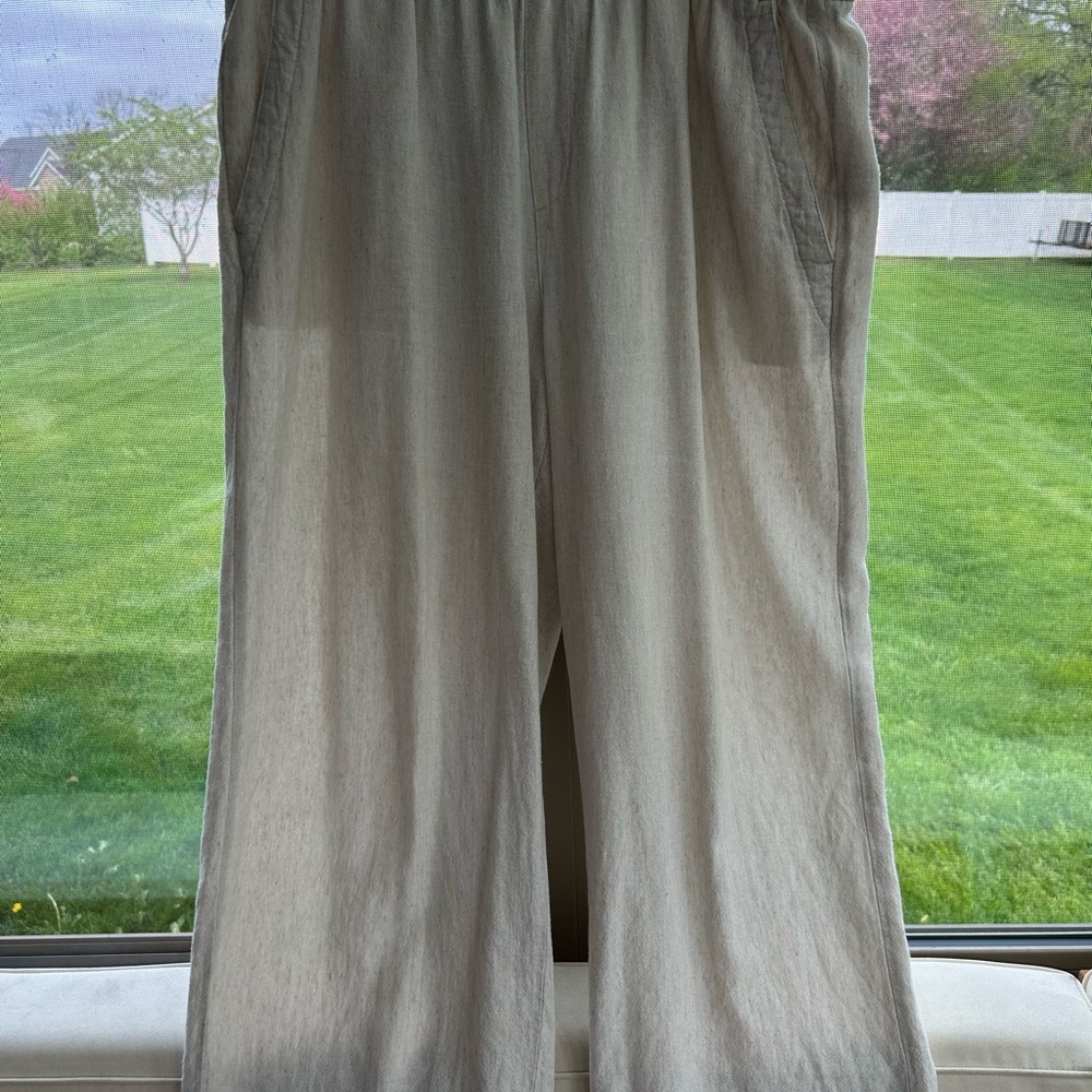 Linen tan Wide-Leg Pants